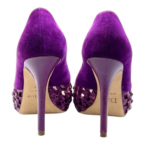 Christian Dior | Purple Suede & Leather Peep-Toe Cutout Stiletto Heels - Picture 6 of 16